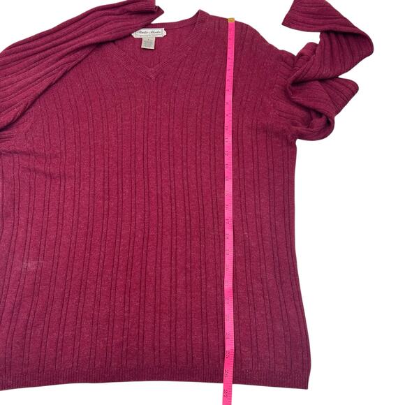Poeta Moda Mens Vintage 90s Burgundy Cashmere Silk V-Neck Sweater Sz S - Picture 9 of 11